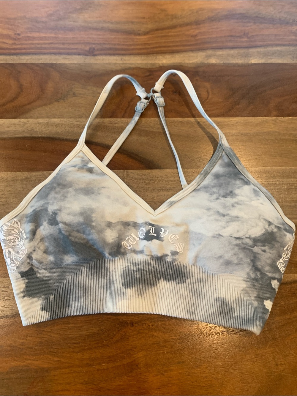 Darc Sport Tie-Dye Bralette in Beige and Gray